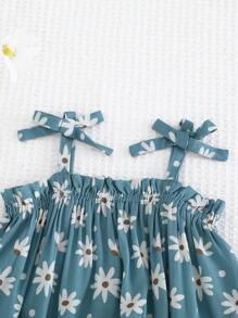 Cozy Pixies Baby Girl Floral Print Bow Shoulder Cami Top & Shorts