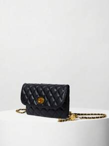 全新时尚百搭潮流菱形刺绣可拆卸链条迷你多功能腰包/单肩包