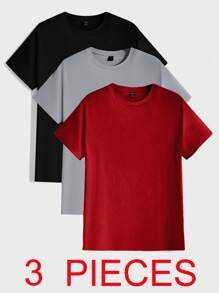 RueChic 100%Cotton Men's Basic Round Neck T-Shirt Set (Multiple Pieces) - Multicolor - View 1