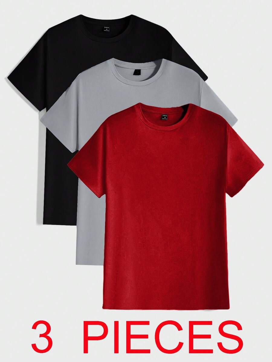 RueChic 100%Cotton Men's Basic Round Neck T-Shirt Set (Multiple Pieces) - Multicolor - View 1