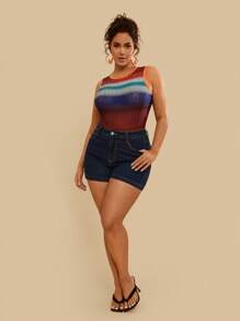 Travachic Regata Vermelha Casual Plus Size, Estilo Brasileiro para Mulheres - Multicolorido - Visão 4