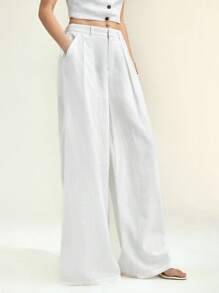 Arave Women's Business , Casual &Vacation Solid Color Linen Wide Leg Pants For & Pants, Outfits For Women,Vacation Outfits Woman Fall Women Clothes Fall Outfits Women Fall Autumn Clothes