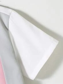 SHEIN Tween Boy Contrast Color Bow Tie Lapel Short-Sleeved Shirt Is Suitable For Summer Leisure Outings, Festivals, Parties, Weddings And Other All-Match And Versatile Occasions - Multicolor - View 4