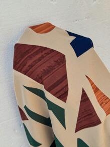 SHEIN VCAY Plus Size Color Block Print Dress With Drawstring Shoulders Western Graphic Off The Shoulder Ruffle Teacher Outfits For Women Spring  Summer Clothes Rave Outfits Boho Chic Cottagecore Tropical Vacation Woman Clothes Beach Outfits For Woman Cute Old Money Tropical Vacation Woman Clothes European Summer Bohemian Rave Outfit Textured Pattern - Multicolor - View 7