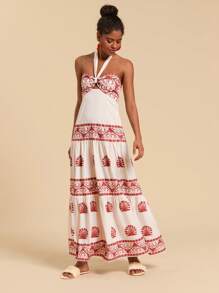 Travachic Paisley Print Halter Dress,Sun Dress - Redwood - View 5