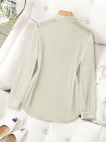 Franclia 翻领基本款透明纯色简约衬衫 - 杏色 - 查看 2