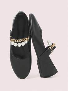 CUCCOO DOLLMOD Zapatos planos de mujer elegantes con cruce y detalles en diamante, cómodos de caucho - Negro - Ver 2