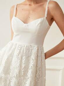 BELROSIE Robe longue de style bohème à la mode pour les vacances à la plage en été, avec fleurs ajourées en dentelle blanche, design Top de gamme, coupe slim, idéale pour la plage et les vacances - Blanc - Voir 7