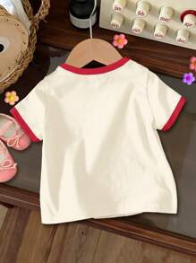 SHEIN Leap Crew Áo thun tay ngắn cổ tròn họa tiết xe hơi hoạt hình Mỹ cổ điển cho bé gái, phù hợp cho mùa xuân và mùa hè - Nhiều màu - Xem 2