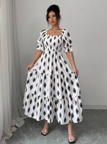 Elenzga Women's Patchwork Floral Print Short Sleeve Maxi Dress (Asymmetric Floral Print)