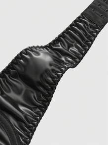 ROMWE Grunge Punk Dark Punk Tube Top Eyelet Ribbon Underwire PU Bra Invisible Straps - Black - View 3