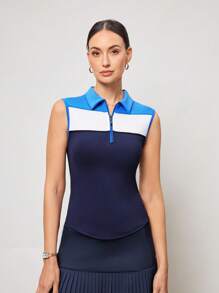 Activina 女士运动 Polo 衫 简约时尚 休闲日常 - 藍白色 - 查看 1