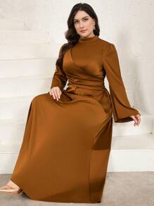 Veilorie Plus Size Women's Arab Style Casual Dress, Comfortable And Fashionable For Daily Wear - Brown - View 5
