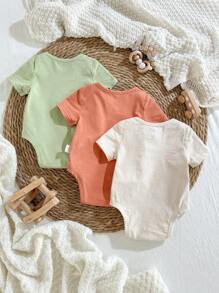 Loomiva Newborn Baby 3pcs Slogan Graphic Bodysuit - Multicolor - View 2