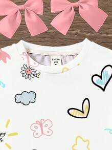 SHEIN Leap Crew Tween Girls' Casual Simple Short Sleeve Round Neck T-Shirt, Suitable For Summer - White - View 4