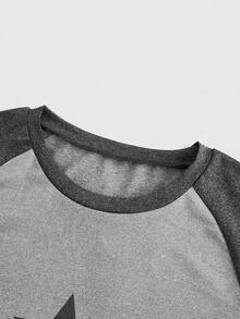 ROMWE Casual Floral Gray Star Printed Long Sleeve Nightdress Home Dress, Winter - Multicolor - View 4