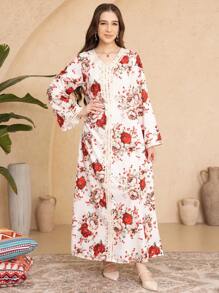 SHEIN Teen Girl Casual Fashion Printed Loose Dress - White - View 4