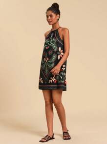 Travachic Printed Casual Dress, Simple & Fashionable, For Everyday Wear,Sun Dress - Black - View 4