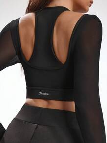 Menodora SHEIN Sport Casual Minimalist Sports T-Shirt & Tank Top, Suitable For Everyday Wear - Black - View 2