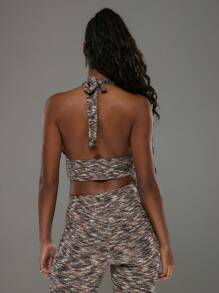 MUSERA Top sexy para mujer con cuello halter de escote profundo, textura de punto y banda de cintura profunda, estilo Ibiza