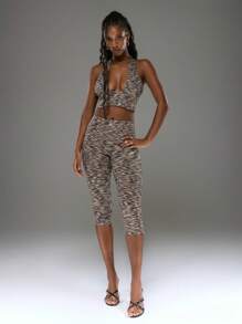 MUSERA Top sexy para mujer con cuello halter de escote profundo, textura de punto y banda de cintura profunda, estilo Ibiza