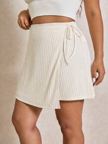 Elaquor Plus Size Shorts Solid Color Simple Fashion Casual Daily - Apricot - View 6