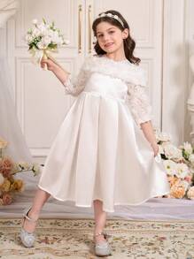 SHEIN Abito semplice e casual da tutti i giorni con stampa floreale 3D a tinta unita per ragazze giovani