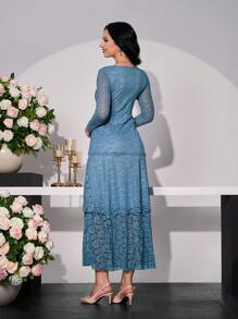 Modelyn Vestido elegante de mujer con cuello oblicuo y diseño de capas