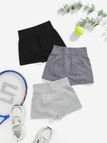 Easithlete 纯色高腰褶皱无缝短裤骑行短裤 - 彩色 - 查看 2