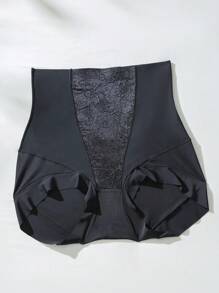 1pc Lace Patchwork Shaping Seamless Bikini Panties - Black - View 6