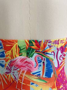 Soleia Women's Plus Size Vacation Spring Tropical Floral Print Tube Top - Multicolor - View 3