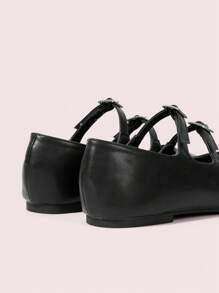 CUCCOO DOLLMOD Women's Round Toe Retro Sweet Cute Flats, Good For Spring & Summer Casual Outfits - Black - View 8