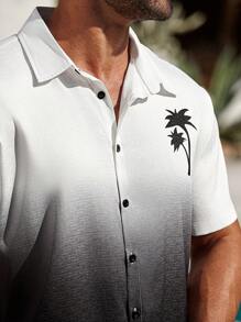 ResortEase Men's Plus Size Vacation Palm Tree Short Sleeve Shirt And Shorts Casual Set