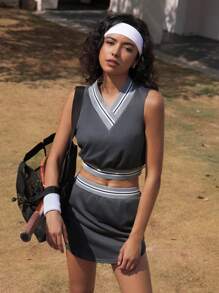 Tropiluxe 2025 New Women's Casual Skort Sports Sleeveless Two-Piece Suit Sportwear For Daily Wear