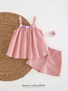 Cozy Pixies 2pcs/Set Baby Girl Heart Pattern Knit Soft Crew Neck Long Sleeve Pullover Sweatshirt And Elastic Waist Leggings Sets - Red and White - View 1