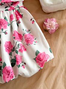 Soleia Women's Casual Rose Print Bandeau Bodycon Spring Mini Dress - White - View 4