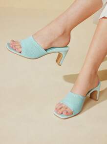 CUCCOO BASICS Women's Silk-Decorated Shoes With Chunky Heels, Simple & Comfortable Design, Elegant & Sexy, High-End Silk Upper, Green Color, Suitable For High Heel Sandals, Slippers, Parties, Afternoon Tea, Valentine's Day - Dark Green - View 1