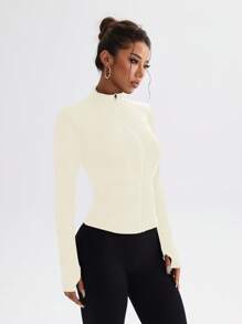 Dewbera 修身弹力拉链夹克，适合健身、跑步、瑜伽、日常休闲穿着