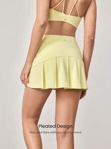 GLOWMODE 4.5 英寸舒适弹力 360° 收腹超高腰 V 形臀部荷叶边健身裙内置短裤网球高尔夫日常