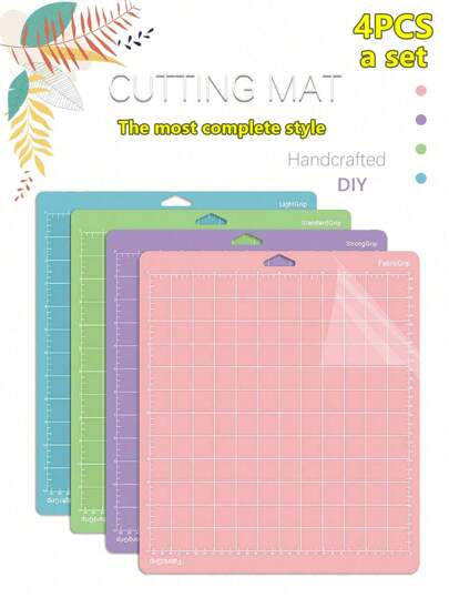 SHEIN Premium Set Of 4 12x12 Inch Engraver Cutting Mats With 4 Viscosities - High Precision Non-Slip Mats For Laser Engraving, Vinyl Cutting, And Crafts, Self-Healing Surface To Protect Workbenches - Mesh Bonded Non-Slip Cutting Mat For Crafts, Quilting, Sewing, Scrapbooking And All Arts, Great For DIY Crafts And Paper Carving, Protects Your Work Surface