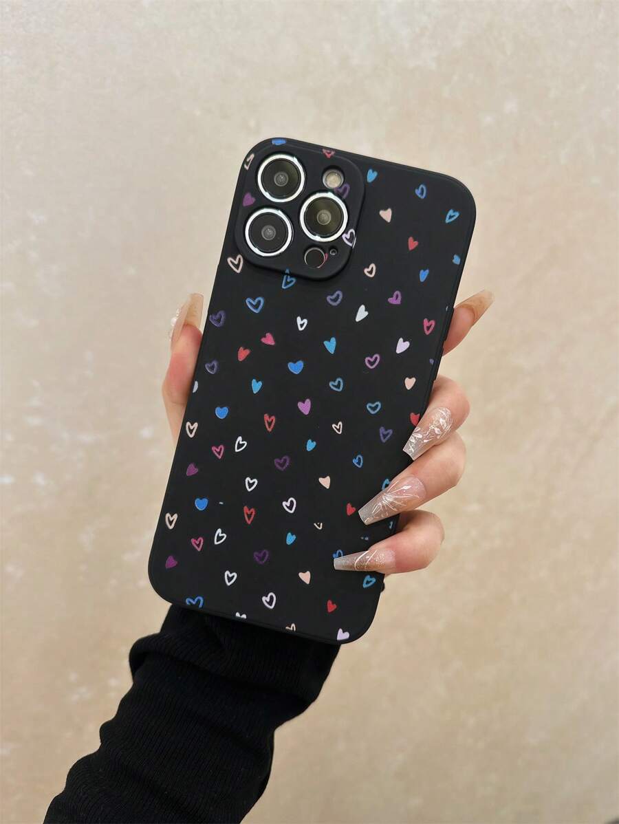 Maria Clara Maia Custodia per telefono cellulare colorata con motivo a cuore, semplice e carina, adatta per ragazze, di stile elegante e frost