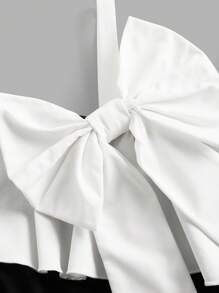 SHEIN Tween Girls Woven Buttoned One Shoulder Suspender Jumpsuit - Black and White - View 3