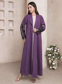 Al Najma 女士阿拉伯罩袍 简单、时尚、休闲，适合日常穿着 - 紫色 - 查看 5