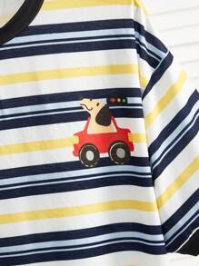 Manfinity VCAY Tricou casual unisex cu mânecă scurtă, cu mânecă scurtă, cu grafică pentru mașină și câine, potrivit pentru purtarea de zi cu zi