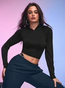 Menodora SHEIN Sport Casual Sports Sweatshirt, Minimalist & Fashionable For Everyday Wear - Black - View 2