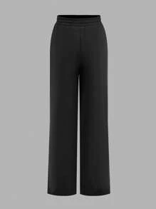 SHEIN 2 Stücke/Set für Teenager Mädchen Lässiger Sport Buchstaben & Symbol Muster weiß ärmellos Strick-Trägertop und weite Hose mit Kordel Dekor, vielseitige Sommer Mode