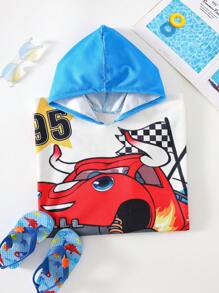 SHEIN Leap Crew 2 Packs Young Boy Leisure Sports College Artistic Style Retro Shawl Swimming Towel With Big Car Pattern Suitable For Back To School Suitable For Vacation Swimming Suitable For Daily Use Suitable For School Suitable For Travel Suitable For Sports Suitable For Spring And Summer Seasons - White - View 5