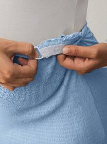 SHEIN 孕妇休闲纯色纹理高腰鱼尾裙 - 藍色 - 查看 3