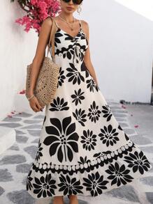 Breezaya Floral Print Ruched Bust Cami Dress - Multicolor - View 1