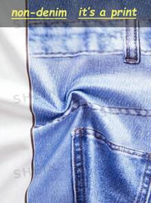 Young Girls Y2K Stylish Lovely 3D Bow Denim Effect Print Flare Ankle Pants - Multicolor - View 8